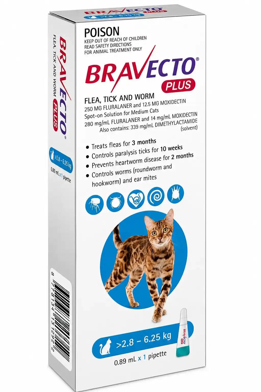 Bravecto Plus Gatos 2.8-6.25 kg