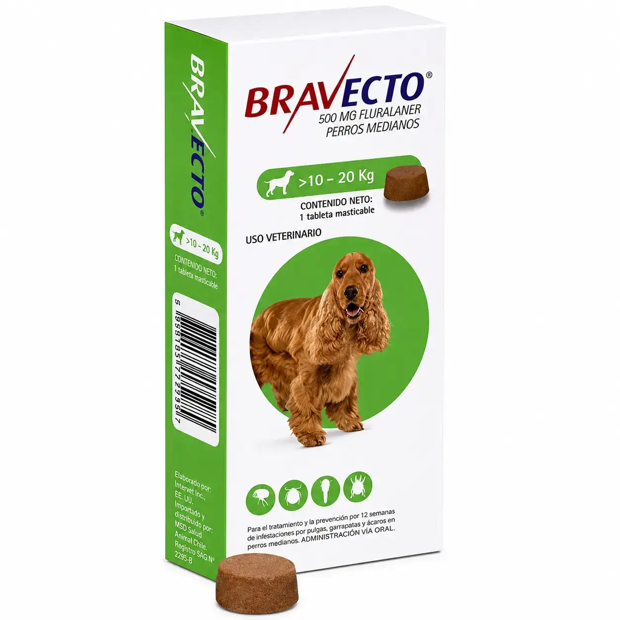 Bravecto Perros 10-20 kg (500 mg)